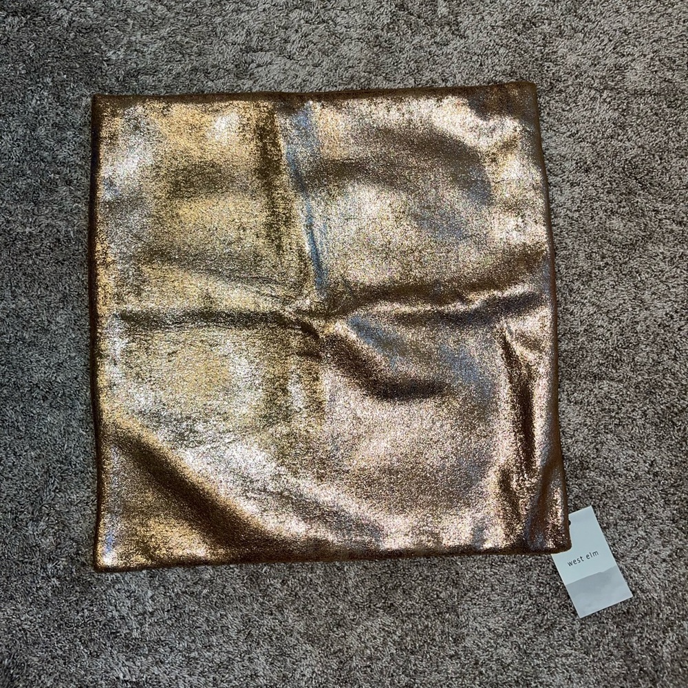 West Elm Throw Pillow Cover Metallic Foil Rose Gold Soft Square 20x20 Pink